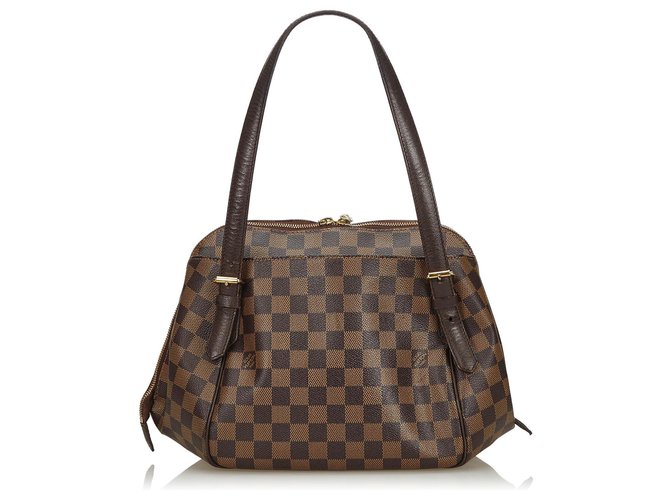 Louis Vuitton Brown Damier Belem MM Cuir Toile Marron  ref.137796