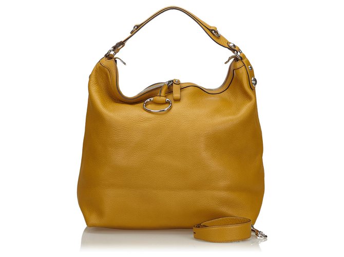 Bolso bandolera de cuero Gucci icono amarillo  ref.137801