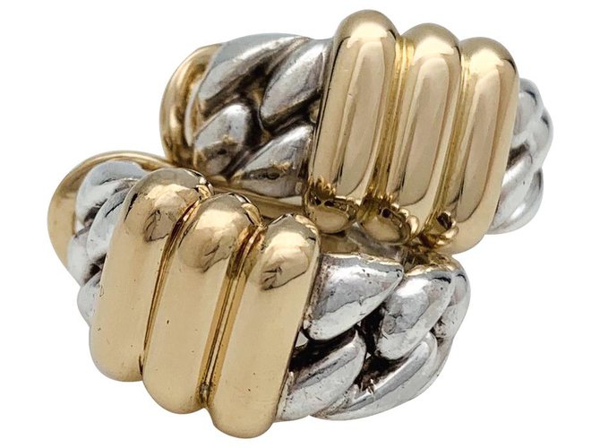 Hermès Gold und Silber Ohrringe. Geld Gelbes Gold  ref.137852