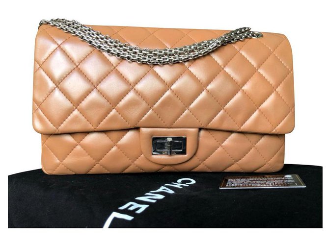 2.55 Chanel Reissue Jumbo bag 227 Beige Leather  ref.137862