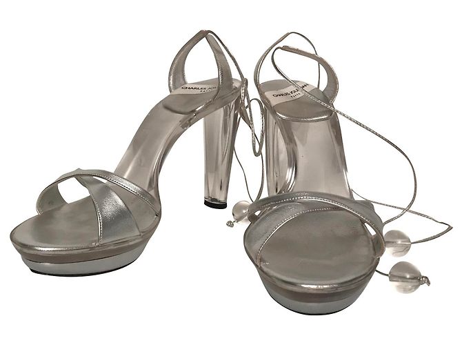 Sandali Charles Jourdan Byblos in pelle argento