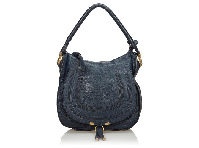 Chloé Chloe Blue Leather Marcie Handbag  ref.137890