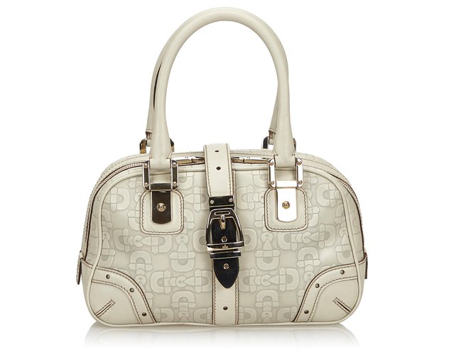 Gucci White Leather Horsebit Handbag  ref.137901