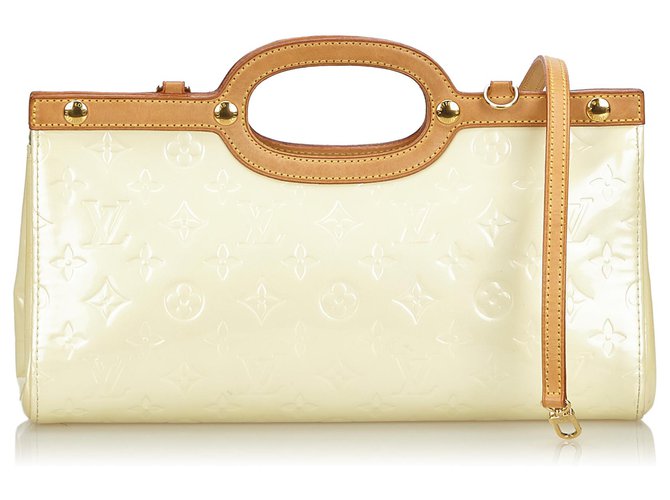 LOUIS VUITTON Cream Vernis Leather Roxbury Drive Shoulder Bag