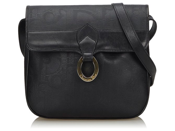 Dior Black Dior Oblique Crossbody Bag Leather Plastic  ref.137926