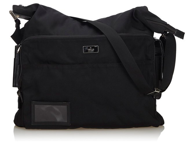 Gucci Black Nylon Crossbody Bag Leather Cloth  ref.137927