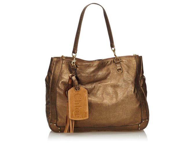 Chloé Eden-Einkaufstasche aus Metallicleder von Chloe Brown Braun Bronze  ref.137950