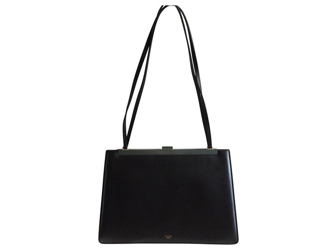 Classic Box CÉLINE CLASP BAG BLACK NEW Leather  ref.138014