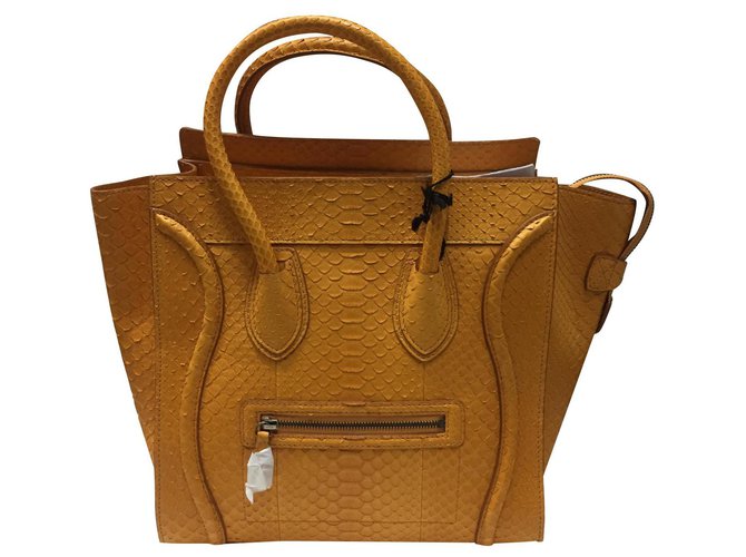 Céline Luggage Boston Yellow Exotic leather  ref.138017