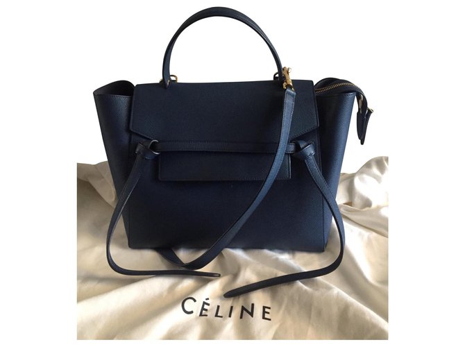 Céline Belt bag Azul Couro  ref.169849