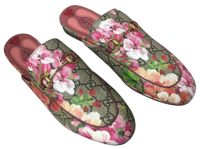 Marmont Gucci Mules blooms Pink Leather  ref.138022