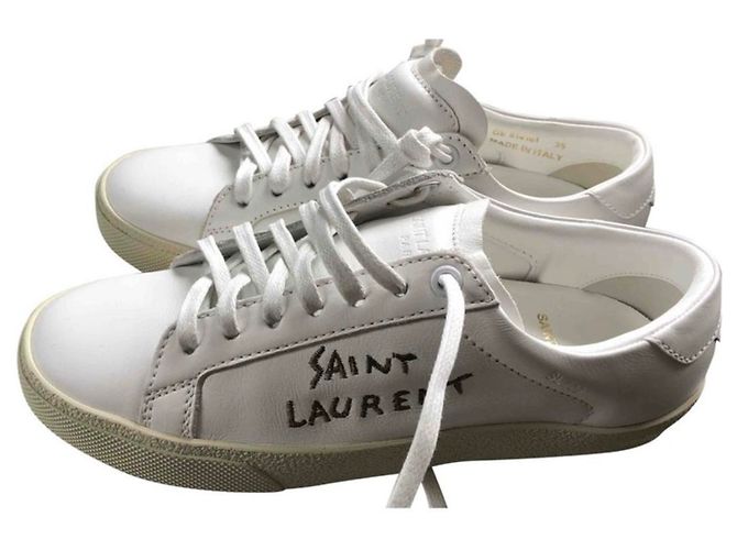 Baskets Saint Laurent Court en cuir blanc