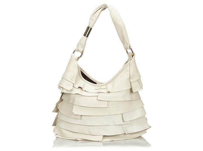Yves Saint Laurent YSL White Leather Saint Tropez Shoulder Bag Cream  ref.138074