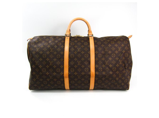 Louis Vuitton Brown Monogram Keepall Bandouliere 60 Leather Cloth  ref.138185