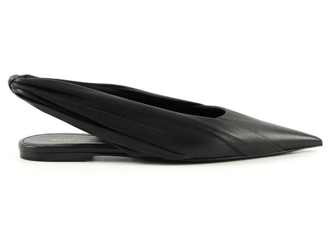 Balenciaga flache Schuhe Schwarz Leder  ref.138197