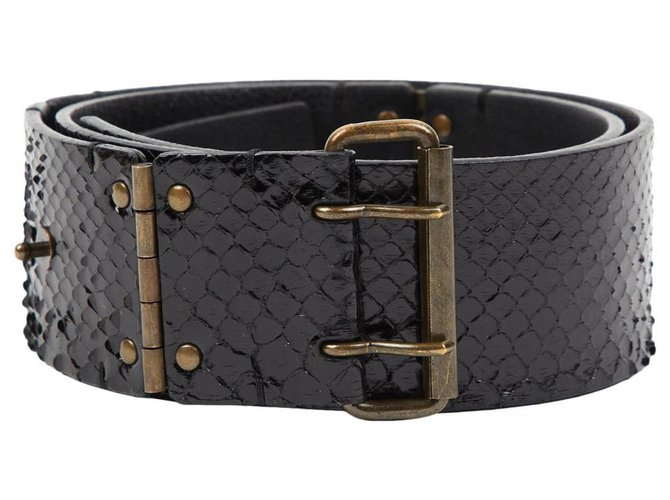 Lanvin wide leather python belt Black  ref.138224