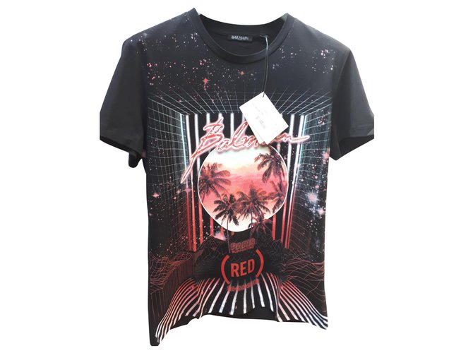 T-shirt exclusiva Balmain edição limitada da semana de moda de Paris 2019 Preto Algodão  ref.138228