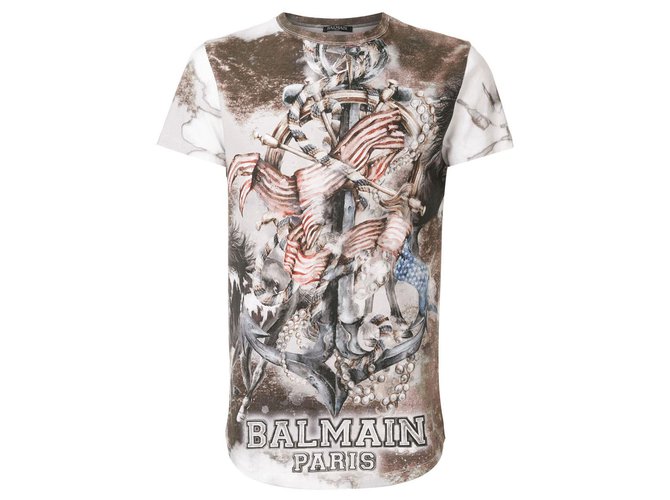 Anchor and flag t-shirt from the designer brand Balmain. Multiple colors Cotton  ref.138233