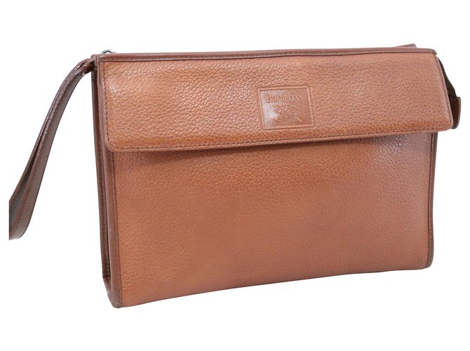 Burberry Nova Check Clutch Bag Brown Leather  ref.138348