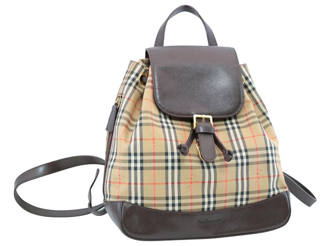 Burberry Nova Check Backpack Brown Cloth  ref.138429