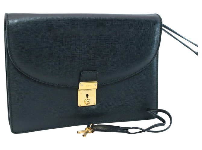 Gucci Leather Clutch Bag Black  ref.138495