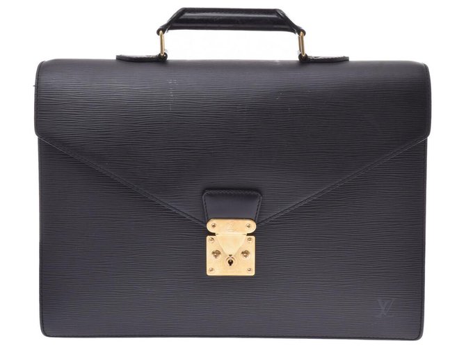 Louis Vuitton Serviette Black Leather  ref.138619