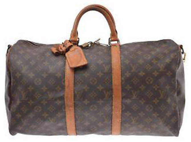 Louis Vuitton Keepall Bandouliere 50 Brown Cloth  ref.138651