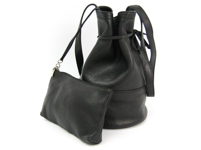 Céline Celine Black Leather Bucket Bag Pony-style calfskin  ref.138700