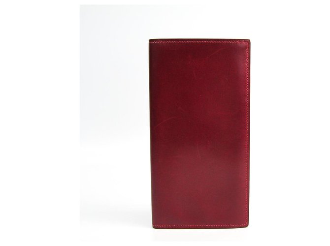 Hermès Portefeuille long Osaka, boîte rouge Hermes Cuir Veau façon poulain  ref.138712