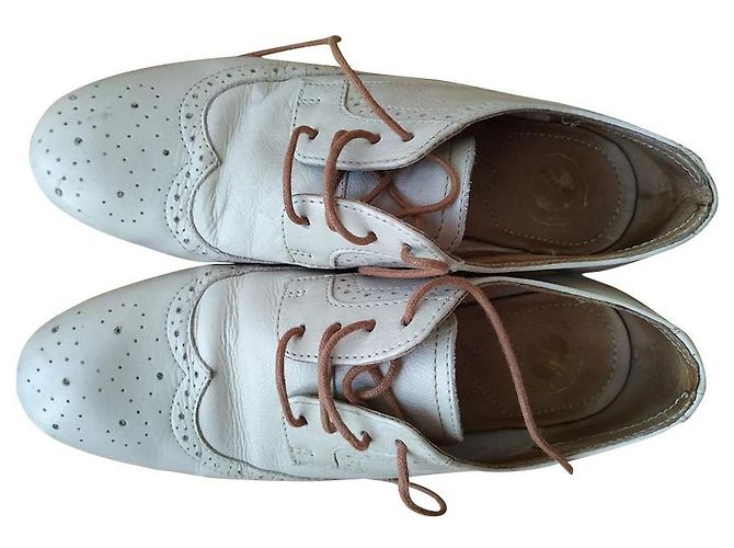 H by Hudson Oxford Schuhe Creme Leder Roh