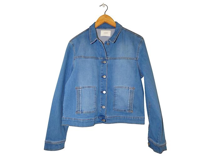 Ikks Blaue Kurze Jeansjacke Baumwolle Größe 44 Hellblau