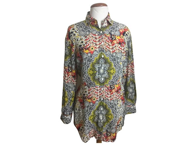 Blusa longa Etro de seda e algodão Multicor