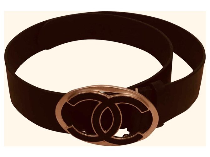 Cintura con logo Chanel Nero Pelle  ref.138804