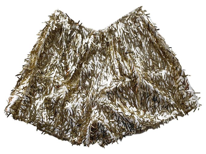 Dsquared2 Gold sequin shorts White Golden Cotton  ref.138825