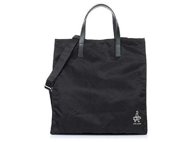 Prada new unisex tote bag Black Leather Nylon  ref.138862