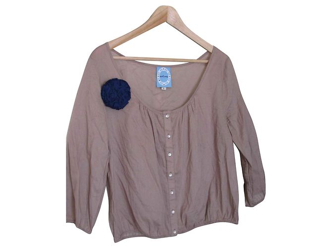 April May Wickelbluse aus Baumwolle Taupe