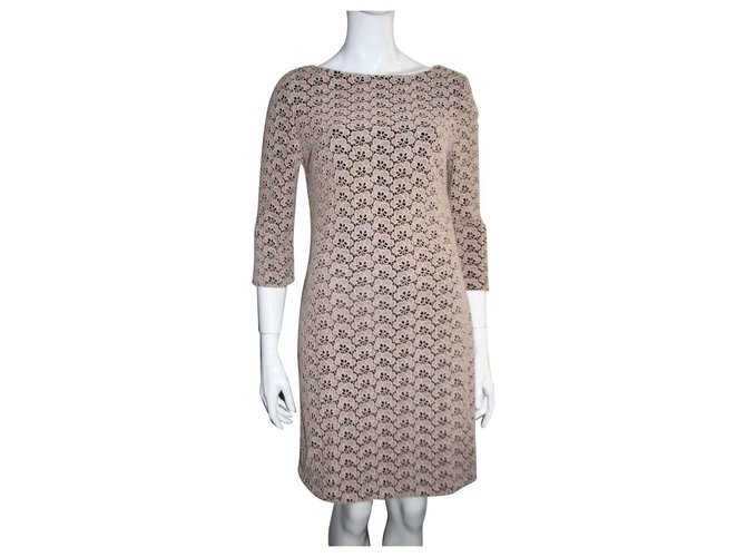 Diane Von Furstenberg Sarita Acorn Guipure Lace dress Brown Beige Cotton Lyocell  ref.138883