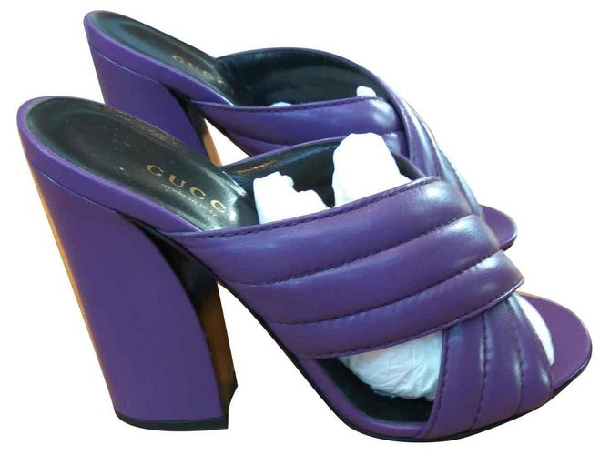 Mules Gucci Cuir Violet  ref.138914