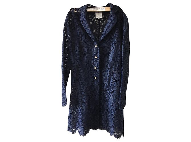 Set giacca e gonna in pizzo blu navy Paule Ka