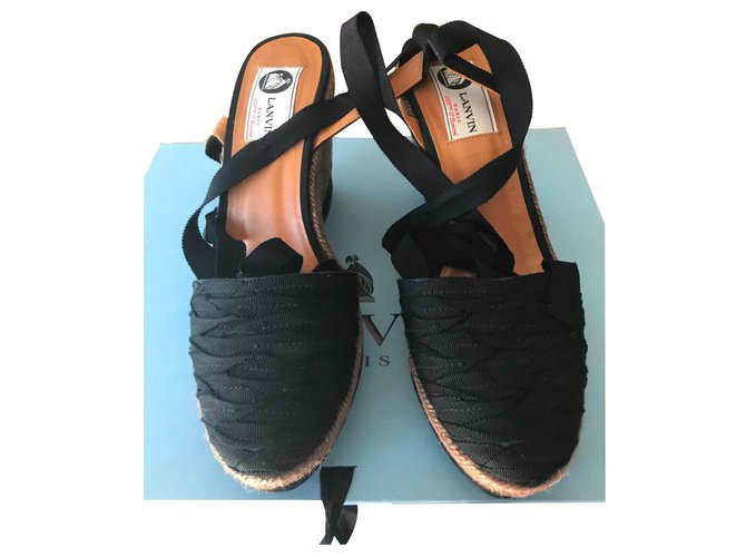 Lanvin sandal Black Cotton  ref.139075