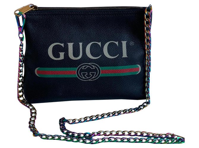 Gucci Bolsos de embrague Negro Cuero  ref.139079