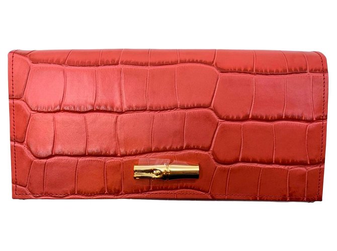 Longchamp Roseau Brieftasche Pink Leder  ref.139110