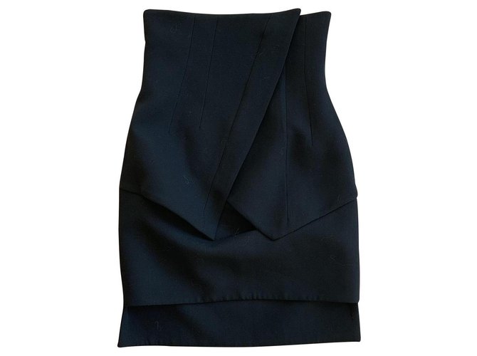 Givenchy Jupe taille haute noire neuve. Laine  ref.139132