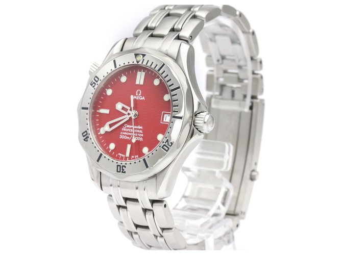 Omega Silver Stainless Steel Marui Seamaster Automatic 2552.61 Silvery Red Metal  ref.139208