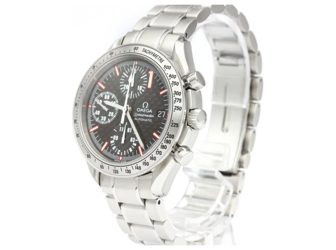 Omega Silver Stainless Steel Speedmaster Automatic 3519.50 Black Silvery Metal  ref.139216