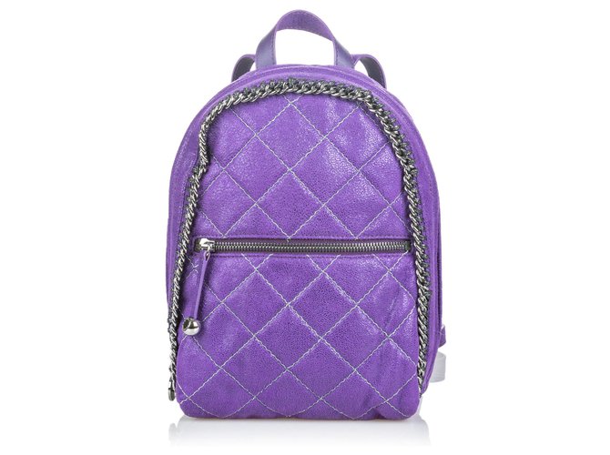 Stella Mc Cartney Stella McCartney Purple Quilted Leather Falabella Backpack Cloth  ref.139225