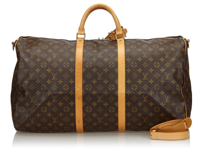 Louis Vuitton Brown Monogram Keepall Bandouliere 60 Leather Cloth  ref.139339