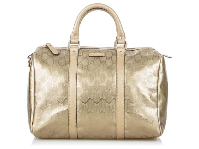 Gucci Brown GG Imprime Joy Boston Bag Leather Cloth Cloth ref.139341 - Joli Closet