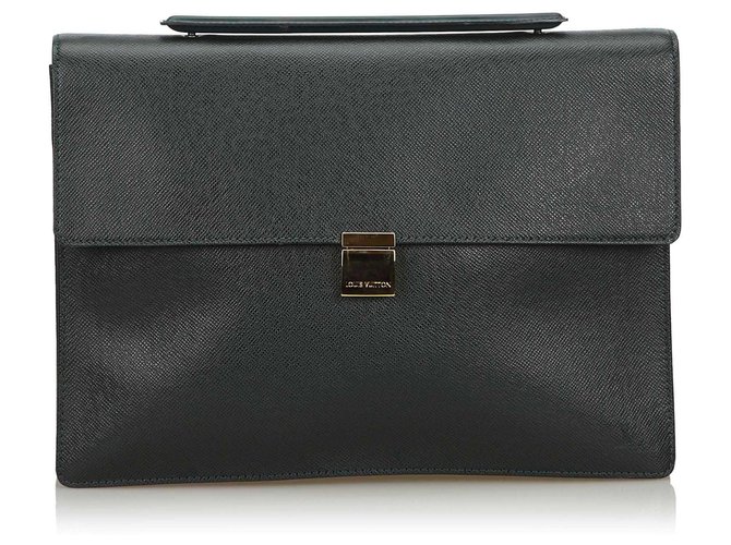 Louis Vuitton Black Taiga Porte-Document Angara Briefcase Leather  ref.139353