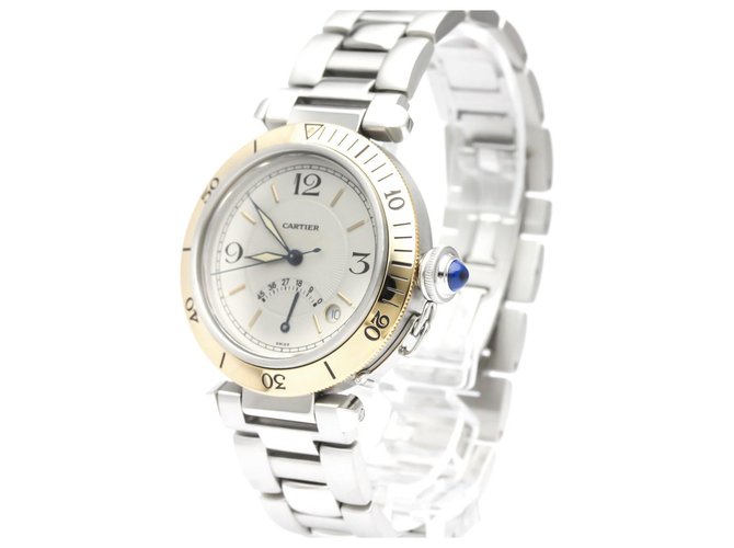 Cartier Silver Stainless Steel and 18K Yellow Gold Pasha Automatic W31012H3 Silvery White Metal  ref.139386
